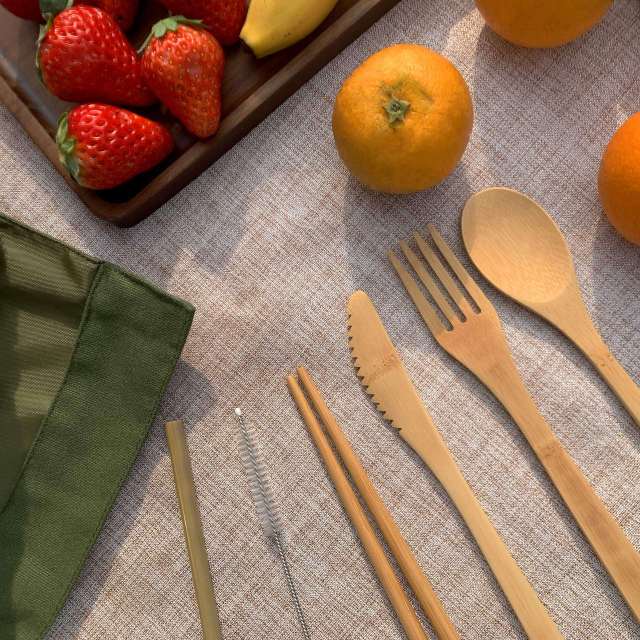 Bamboo Utensil  Set With Bag
