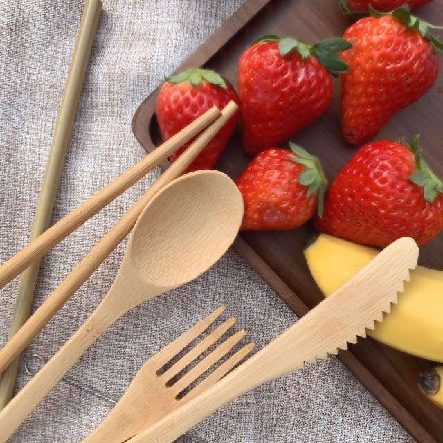 Bamboo Utensil  Set With Bag