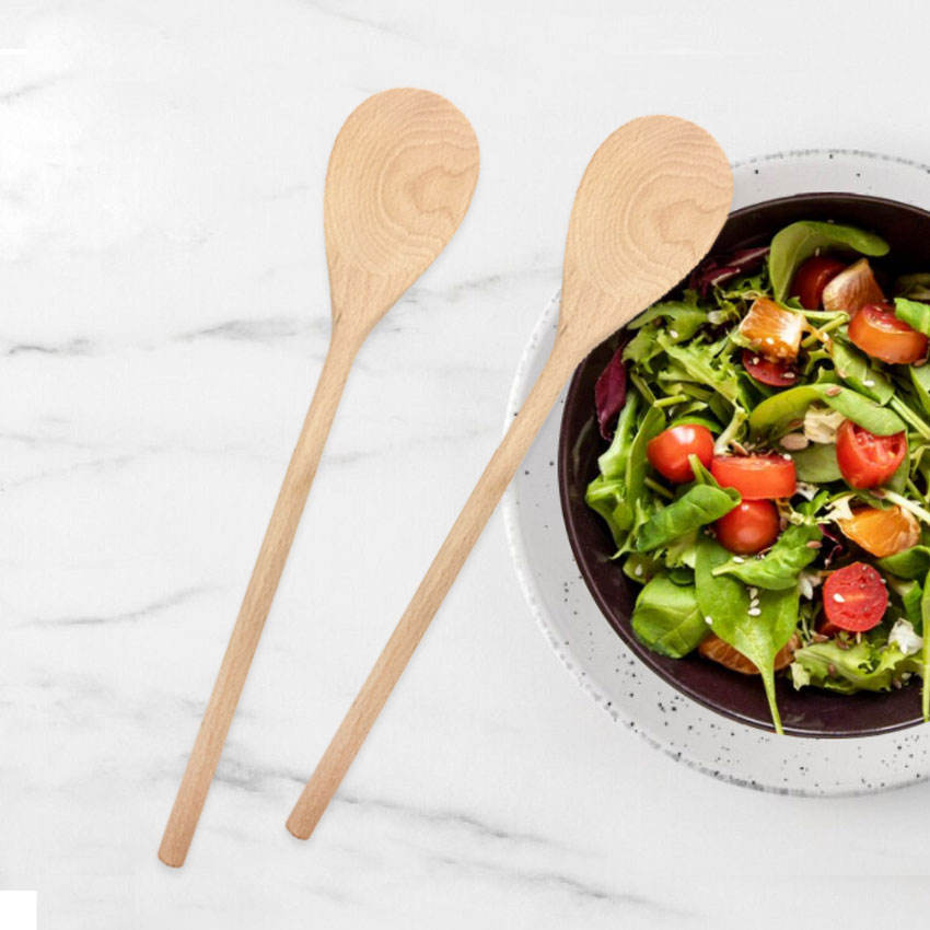 Wholesale Kitchen Utensils Natural Wooden Salad Cooking Spoon
