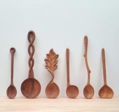 Wholesale Unique Design Hand-Carved Wooden Utensil Spoon Multiple Styles Available