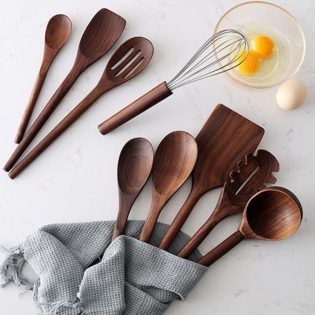 Smooth Acacia Wooden Utensils Utensil Soft Wood SpoonsWooden Cooking Utensils Wooden Spoon Sets for Cooking
