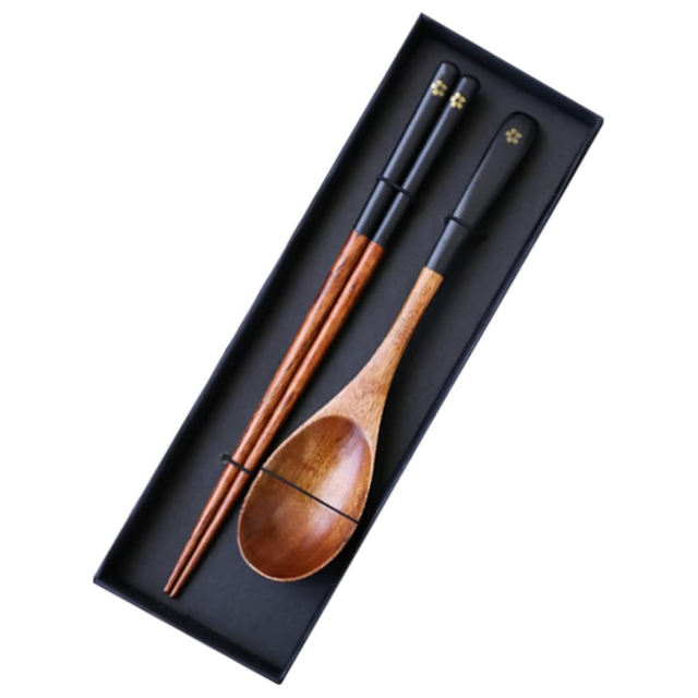 Wooden Spoon & Chopsticks Gift Set Wooden Chopsticks Travel Printed Spoon & Chopsticks Set