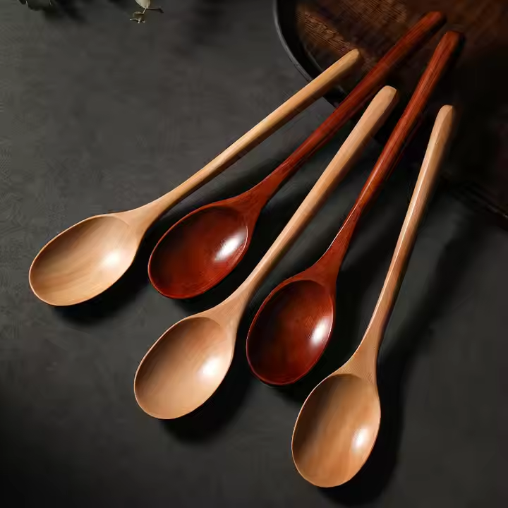 Personalized Kitchen Dining Tableware Long Handle Dishwasher Safe Wooden Spoon