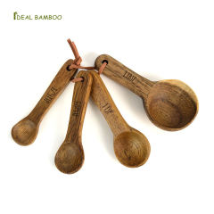Acacia Wood Reusable Measuring Spoons for Coffee Matcha Cooking & Baking Utensils