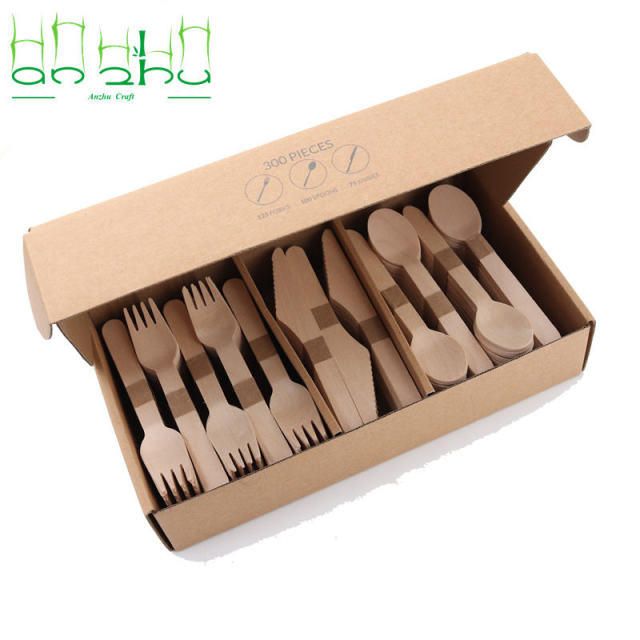 Natural Food-Grade Biodegradable Wooden Disposable Cutlery Set for Desserts