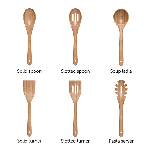 Home Kitchen Non Stick Mixing Wood Spoons Cooking Utensils Acacia Wood Utensils Set