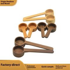 Wooden Spoon Cross-Border Solid Beech Walnut for Coffee Powder Long Short Mirror Polish 10ml Capacity