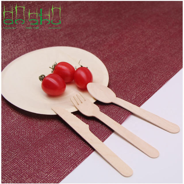 Natural Food-Grade Biodegradable Wooden Disposable Cutlery Set for Desserts