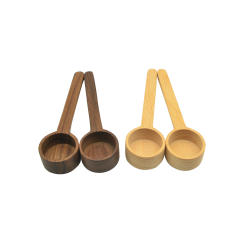 Wooden Spoon Cross-Border Solid Beech Walnut for Coffee Powder Long Short Mirror Polish 10ml Capacity