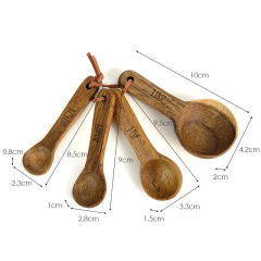 Acacia Wood Reusable Measuring Spoons for Coffee Matcha Cooking & Baking Utensils