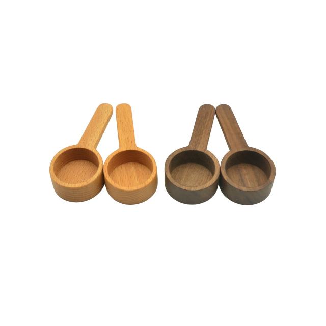 Wooden Spoon Cross-Border Solid Beech Walnut for Coffee Powder Long Short Mirror Polish 10ml Capacity