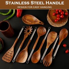 Teak Wooden Cooking Kitchen Utensils Set