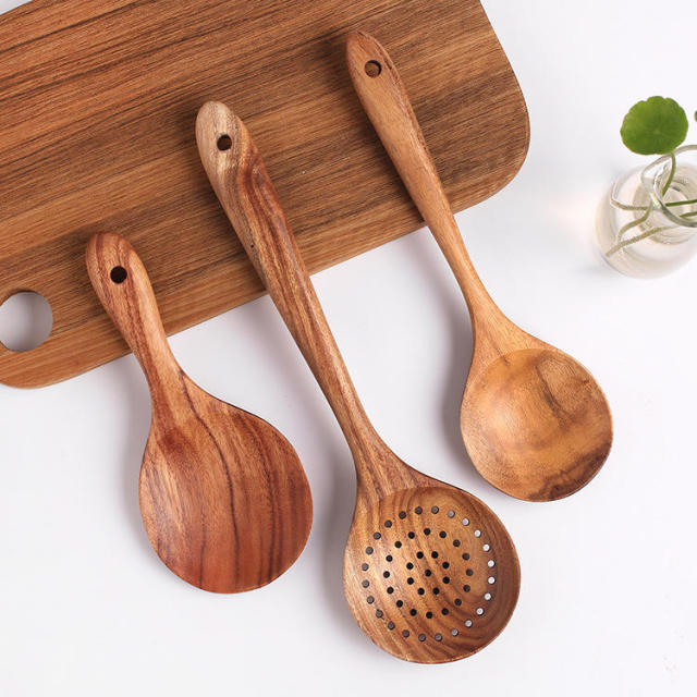 Classic Natural Wood Ladle Large Soup Spoon with Long Handle Handmade Non-Stick Utensils