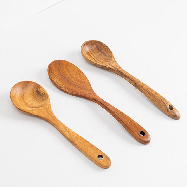 Acacia Wood Spatula Set Wooden Spatula and Spoon Teak Non-Stick Cookware for Rice and Noodles Utensils