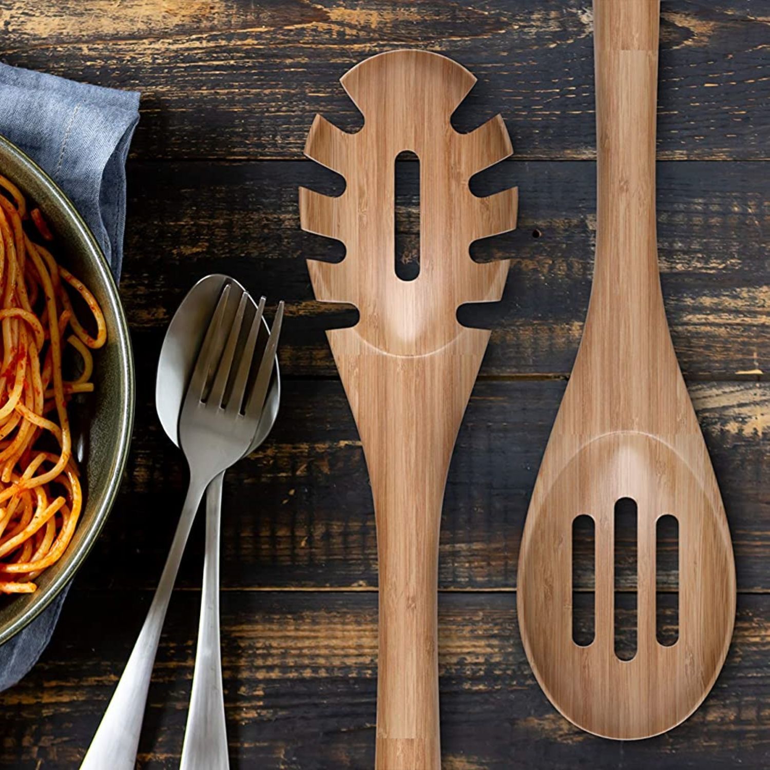 Home Kitchen Non Stick Mixing Wood Spoons Cooking Utensils Acacia Wood Utensils Set
