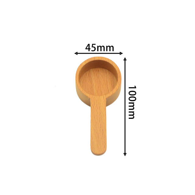 Wooden Spoon Cross-Border Solid Beech Walnut for Coffee Powder Long Short Mirror Polish 10ml Capacity