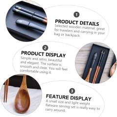 Wooden Spoon & Chopsticks Gift Set Wooden Chopsticks Travel Printed Spoon & Chopsticks Set