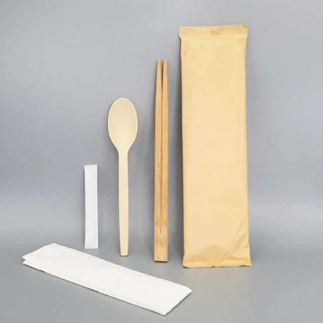 Custom Disposable Tensoge Bamboo Chopsticks Takeout Takeaway to Go Fork Knife Spoon Kit Cutlery Set