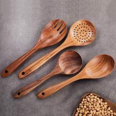 Classic Natural Wood Ladle Large Soup Spoon with Long Handle Handmade Non-Stick Utensils