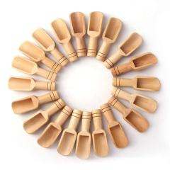 Mini Wooden Round Handle Spoon Bath Salt Spoon Bamboo Wood Caddy Poon Cooking Measuring Flat Wooden Scoops for Bath Salt