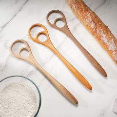 Wooden Walnut Long Handle Big Double-Hole Egg Whisk