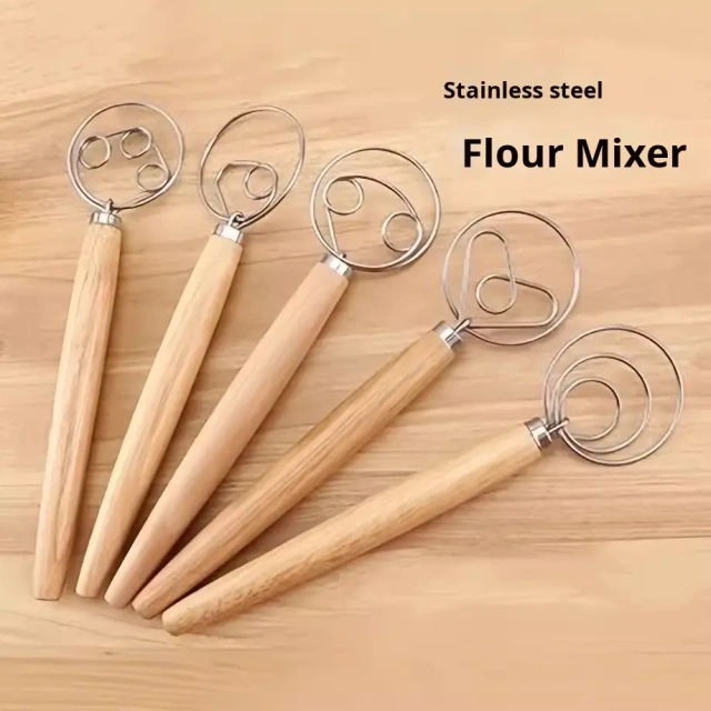 13 Inch Wooden Mixer Double and Single Circle Egg Beater