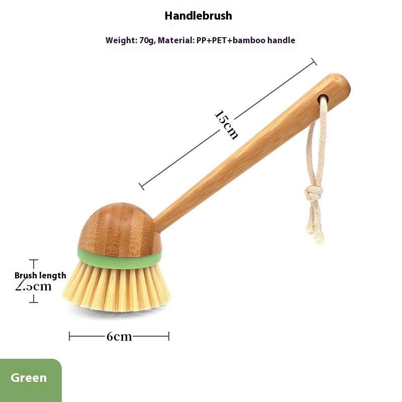 Long Bamboo Brush Handle Multi-Functional Solid Wood Kitchen Cleaning Brush Eco-Friendly Fruit Vegetable Dishwashing Tool