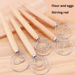 13 Inch Wooden Mixer Double and Single Circle Egg Beater