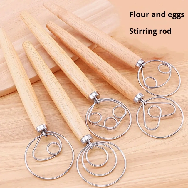 13 Inch Wooden Mixer Double and Single Circle Egg Beater