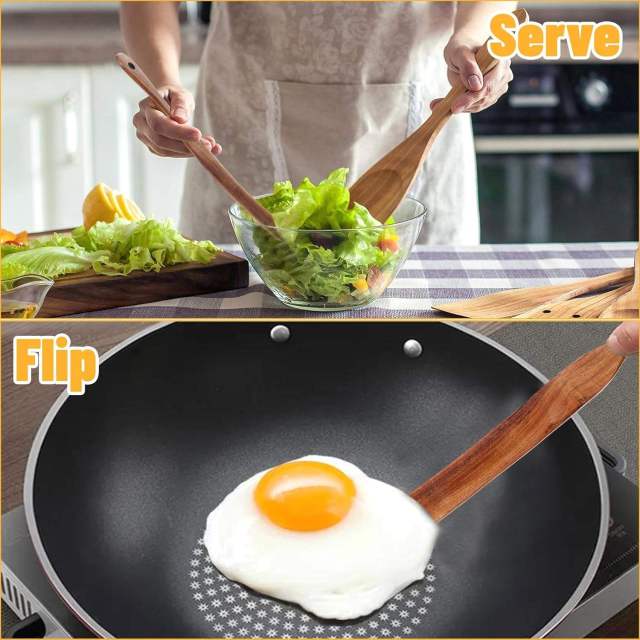 Wooden Spurtle Blender Spatula Flat Stirring Stick