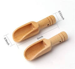 Mini Wooden Round Handle Spoon Bath Salt Spoon Bamboo Wood Caddy Poon Cooking Measuring Flat Wooden Scoops for Bath Salt