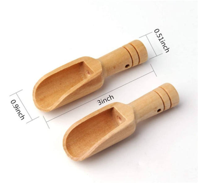 Mini Wooden Round Handle Spoon Bath Salt Spoon Bamboo Wood Caddy Poon Cooking Measuring Flat Wooden Scoops for Bath Salt