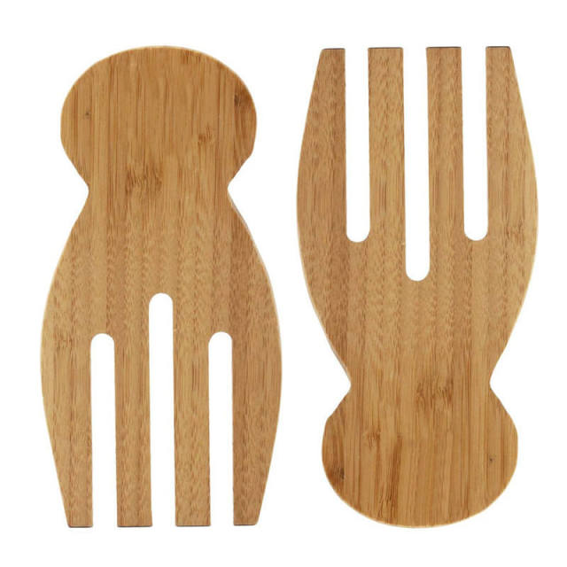 Bamboo Salad Server Claws Set Wooden Salad Spoon for Pasta Fruit Serving Kitchen Accessories