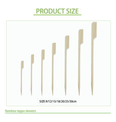 9cm 12cm 15cm 25cm Flat Bamboo Stick with Long Handle Customizable Logo Bamboo Picks Outdoor for BBQ Packaged in Bag