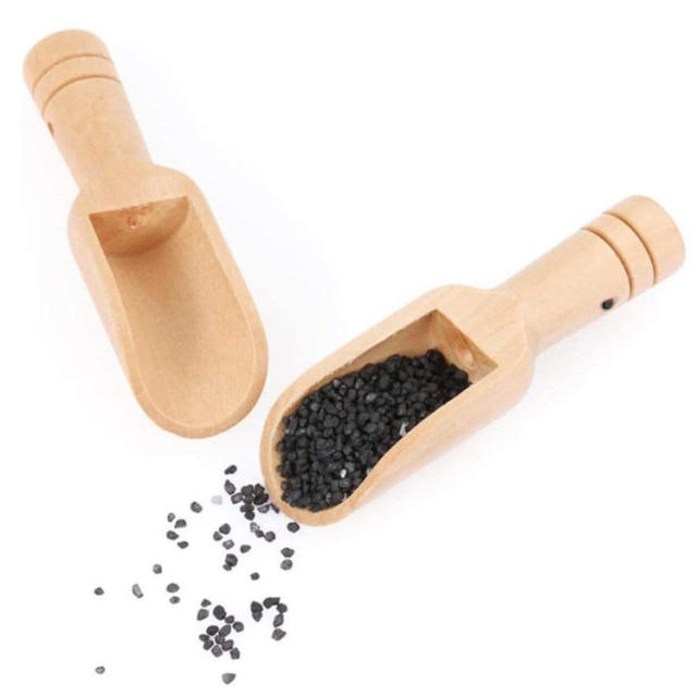 Mini Wooden Round Handle Spoon Bath Salt Spoon Bamboo Wood Caddy Poon Cooking Measuring Flat Wooden Scoops for Bath Salt