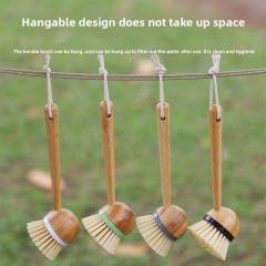 Long Bamboo Brush Handle Multi-Functional Solid Wood Kitchen Cleaning Brush Eco-Friendly Fruit Vegetable Dishwashing Tool