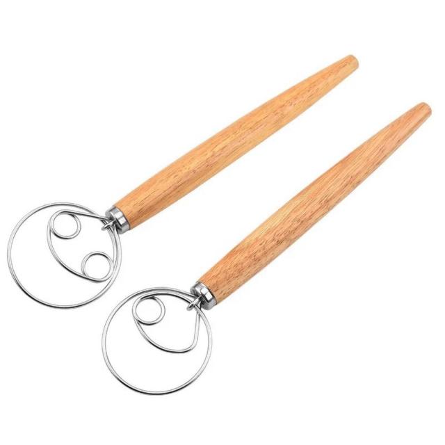13 Inch Wooden Mixer Double and Single Circle Egg Beater