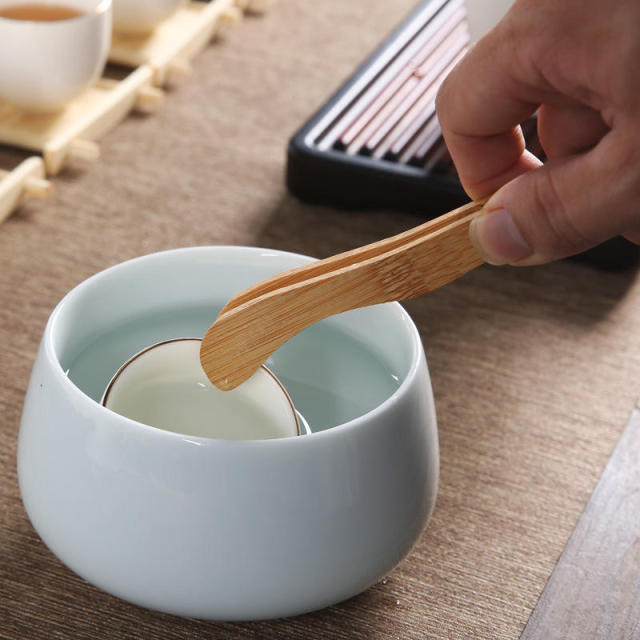 Hot Kitchen Utensils Bamboo Tea Clip Bamboo Tea Forceps Tea Set Accessories Bamboo Wood Tongs