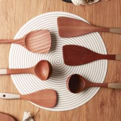 5 Pcs Non Stick Bamboo Wooden Kitchen Cooking Utensil Sets