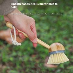Long Bamboo Brush Handle Multi-Functional Solid Wood Kitchen Cleaning Brush Eco-Friendly Fruit Vegetable Dishwashing Tool