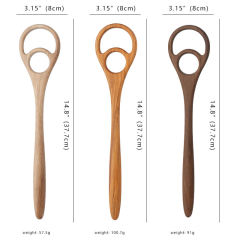 Wooden Walnut Long Handle Big Double-Hole Egg Whisk