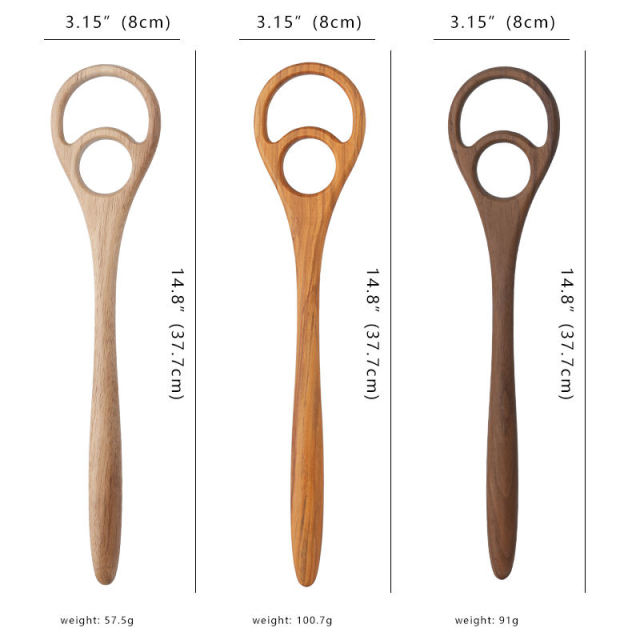 Wooden Walnut Long Handle Big Double-Hole Egg Whisk