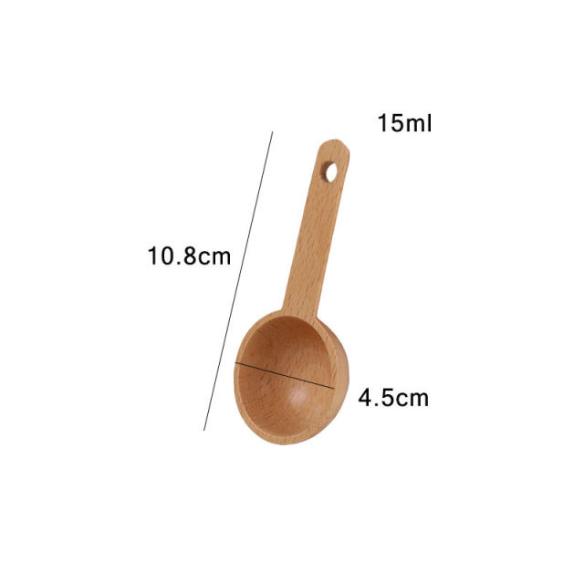 7.5/10/15ml Long Handle Wooden Spice Coffee Spoon