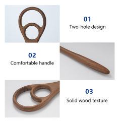 Wooden Walnut Long Handle Big Double-Hole Egg Whisk