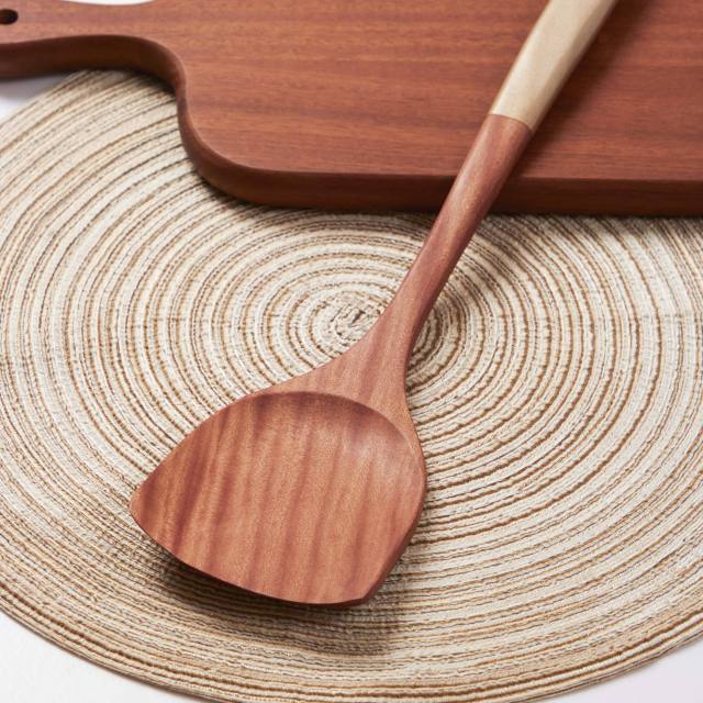 5 Pcs Non Stick Bamboo Wooden Kitchen Cooking Utensil Sets