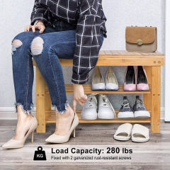 Bamboo Shoes Storage Rack Bench  With Seat