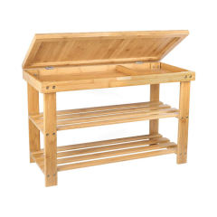 Bamboo Shoes Storage Rack Bench  With Seat