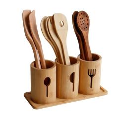 Bamboo Kitchen Utensil Holder Set