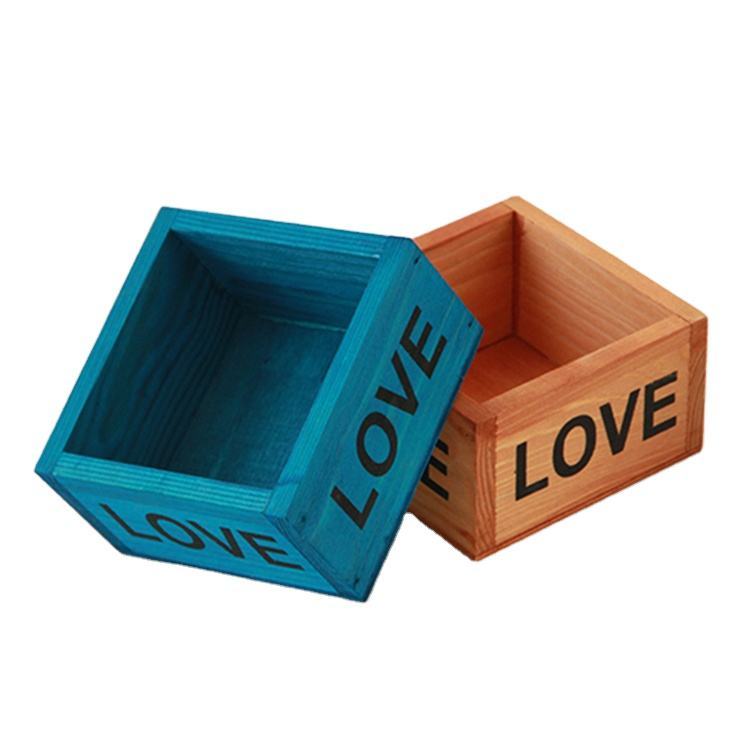 Small Square Pine Wood Flower Pot Box