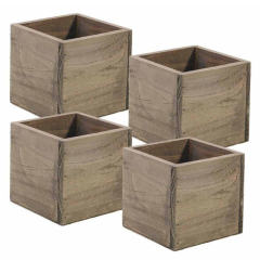 Custom Antique Small Square Wood Planter Box